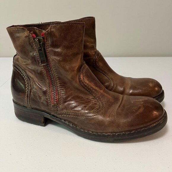 Brown Leather Ankle Boots - Picture 2 of 16